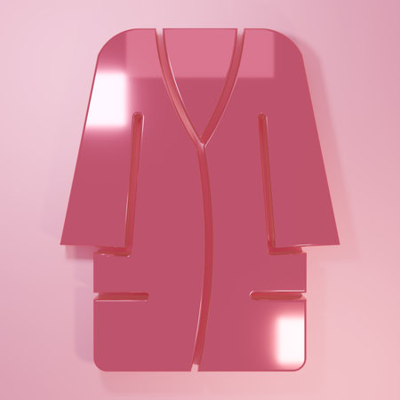 Pink Bathrobe icon isolated on pink background. Minimalism concept. 3D render illustration.の写真素材