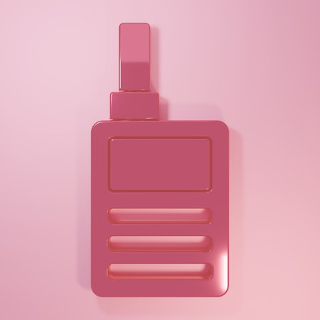 Pink Baby Monitor Walkie Talkie icon isolated on pink background. Minimalism concept. 3D render illustration.の写真素材