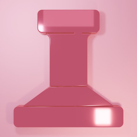 Pink Stamp icon isolated on pink background. Minimalism concept. 3D render illustration.の写真素材
