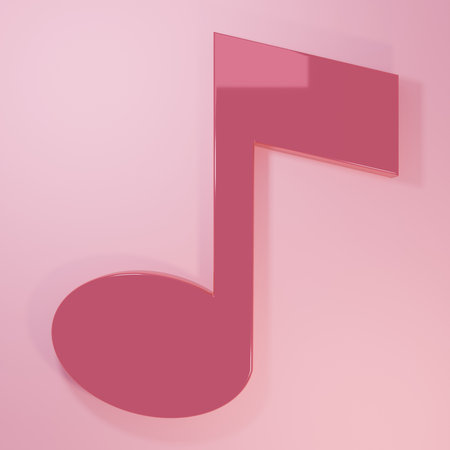 Pink Music note, tone icon isolated on pink background. Minimalism concept. 3D render illustration.の写真素材
