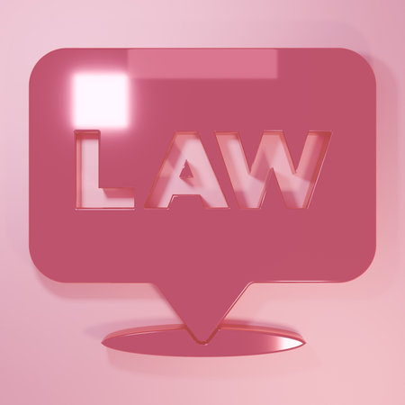 Pink Location law icon isolated on pink background. Minimalism concept. 3D render illustration.の写真素材