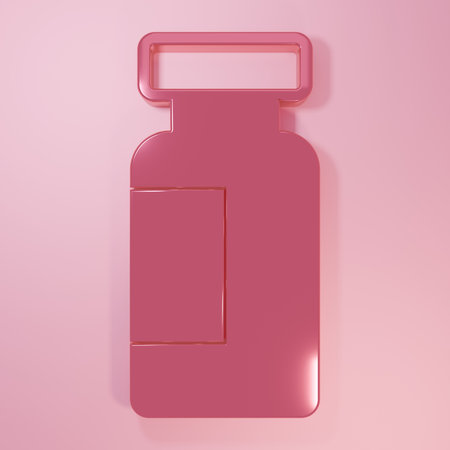 Pink Test tube and flask chemical laboratory test icon isolated on pink background. Laboratory glassware sign. Minimalism concept. 3D render illustration.の写真素材