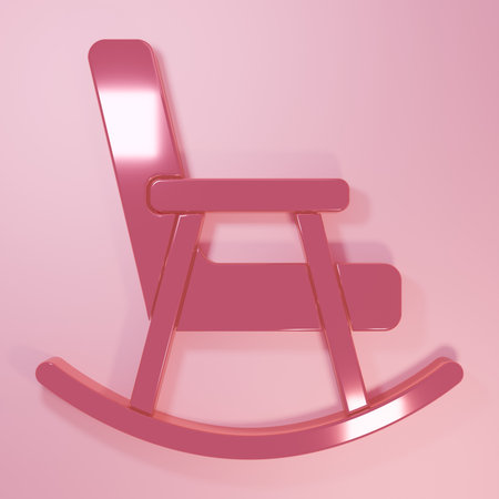 Pink Rocking chair icon isolated on pink background. Minimalism concept. 3D render illustration.の写真素材