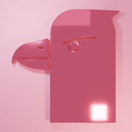 Pink Eagle head icon isolated on pink background. Minimalism concept. 3D render illustration.の写真素材