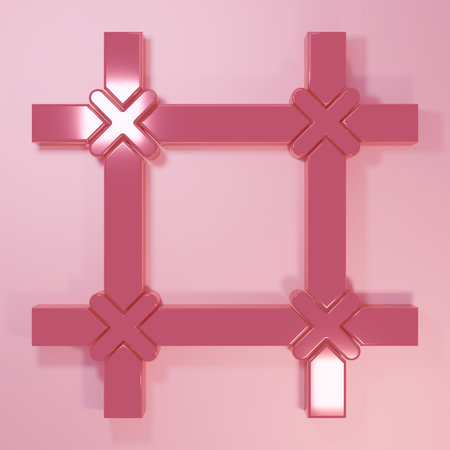 Pink window icon isolated on pink background. Minimalism concept. 3D render illustration.の写真素材