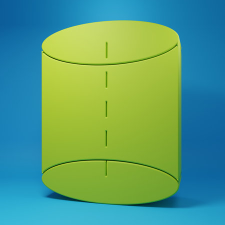 Green Geometric figure icon isolated on blue background. Abstract shape. Geometric ornament. Minimalism concept. 3D render illustration.の写真素材