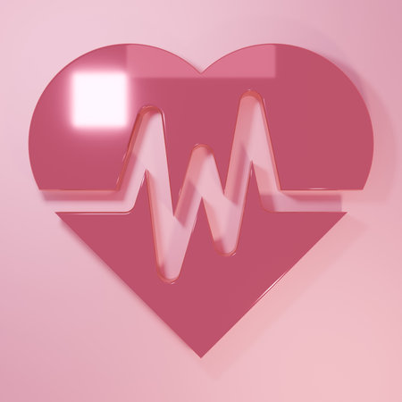 Pink Heart rate icon isolated on pink background. Heartbeat sign. Heart pulse icon. Cardiogram icon. Minimalism concept. 3D render illustration.の写真素材