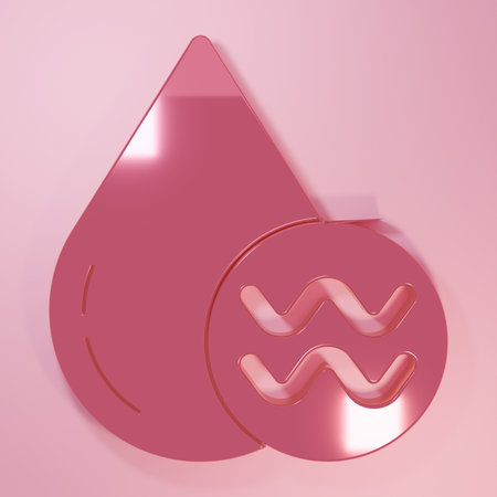 Pink Recycle clean aqua icon isolated on pink background. Drop of water with sign recycling. Minimalism concept. 3D render illustration.の写真素材
