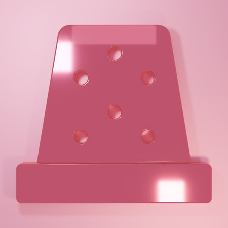 Pink Thimble for sewing icon isolated on pink background. Minimalism concept. 3D render illustration.の写真素材