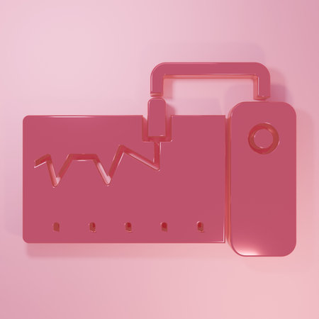Pink Electrical measuring instrument icon isolated on pink background. Analog devices. Measuring device laboratory research. Minimalism concept. 3D render illustration.の写真素材
