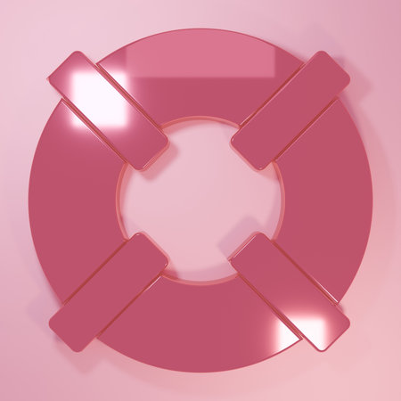 Pink Lifebuoy icon isolated on pink background. Lifebelt symbol. Minimalism concept. 3D render illustration.の写真素材