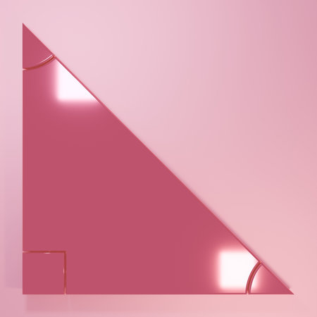 Pink Triangle math icon isolated on pink background. Minimalism concept. 3D render illustration.の写真素材