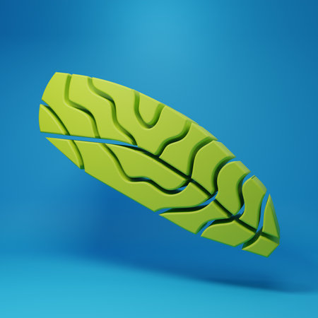 Green object icon isolated on blue background. Minimalism concept. 3D render illustration.の写真素材
