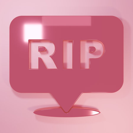 Pink Speech bubble rip death icon isolated on pink background. Minimalism concept. 3D render illustration.の写真素材