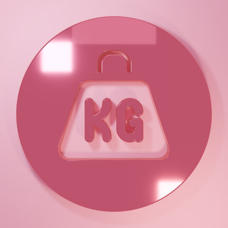 Pink Weight icon isolated on pink background. Kilogram weight block for weight lifting and scale. Mass symbol. Minimalism concept. 3D render illustration.の写真素材