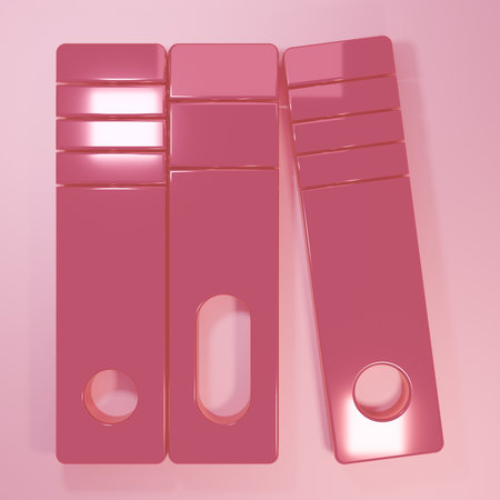 Pink Office folders with papers and documents icon isolated on pink background. Office binders. Archives folder sign. Minimalism concept. 3D render illustration.の写真素材