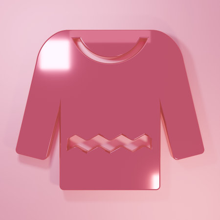 Pink Sweater icon isolated on pink background. Pullover icon. Minimalism concept. 3D render illustration.の写真素材