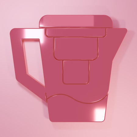Pink Water jug with a filter icon isolated on pink background. Minimalism concept. 3D render illustration.の写真素材