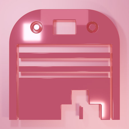 Pink Aircraft hangar icon isolated on pink background. Minimalism concept. 3D render illustration.の写真素材