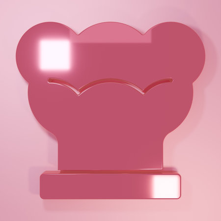 Pink Chef hat icon isolated on pink background. Cooking symbol. Cooks hat. Minimalism concept. 3D render illustration.の写真素材