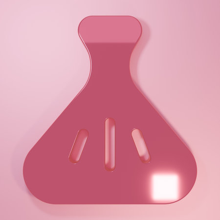 Pink Dumpling icon isolated on pink background. Traditional chinese dish. Minimalism concept. 3D render illustration.の写真素材