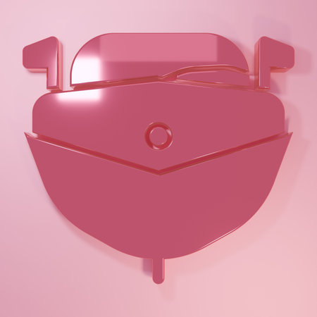 Pink Speedboat icon isolated on pink background. Minimalism concept. 3D render illustration.の写真素材