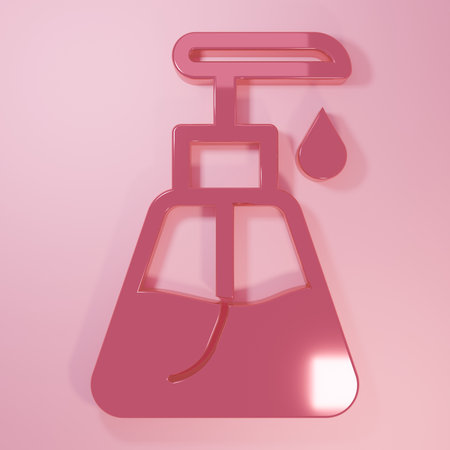 Pink cosmetic tube icon isolated on pink background. Body care products for men. Minimalism concept. 3D render illustration.の写真素材