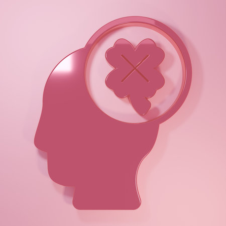 Pink slot machine with clover symbol icon isolated on pink background. Minimalism concept. 3D render illustration.の写真素材