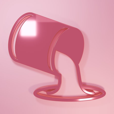 Pink Paint bucket icon isolated on pink background. Minimalism concept. 3D render illustration.の写真素材