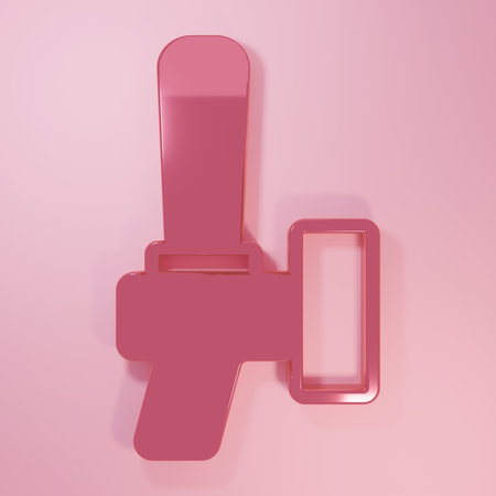 Pink Beer tap icon isolated on pink background. Minimalism concept. 3D render illustration.の写真素材