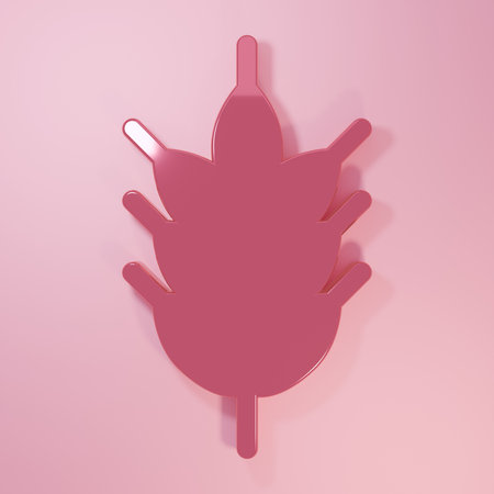 Pink Hop icon isolated on pink background. Minimalism concept. 3D render illustration.の写真素材