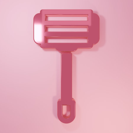 Pink Shaving razor icon isolated on pink background. Minimalism concept. 3D render illustration.の写真素材