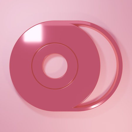 Pink Skateboard wheel icon isolated on pink background. Skate wheel Minimalism concept. 3D render illustration.の写真素材