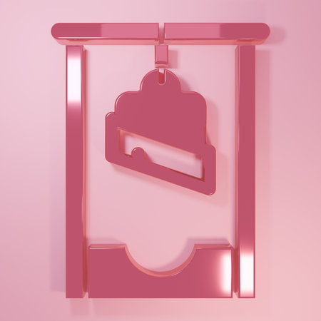 Pink Guillotine icon isolated on pink background. Minimalism concept. 3D render illustration.の写真素材