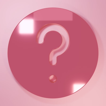 Pink Unknown search icon isolated on pink background. Magnifying glass and question mark. Minimalism...