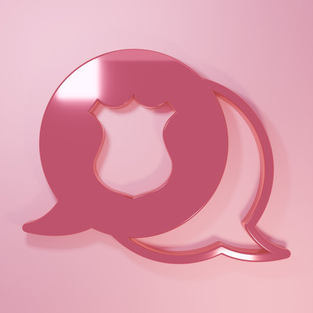 Pink Police badge icon isolated on pink background. Sheriff badge sign. Minimalism concept. 3D render illustration.の写真素材