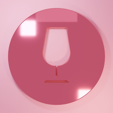 Pink Fragile broken glass symbol for delivery boxes icon isolated on pink background. Minimalism concept. 3D render illustration.の写真素材