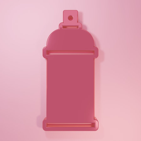 Pink Paint spray can icon isolated on pink background. Minimalism concept. 3D render illustration.の写真素材