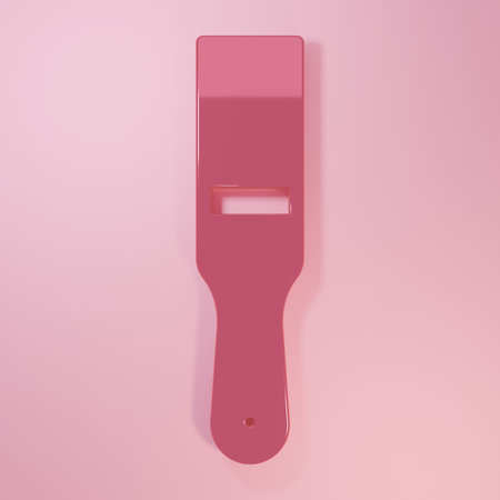 Pink Paint brush icon isolated on pink background. Minimalism concept. 3D render illustration.の写真素材