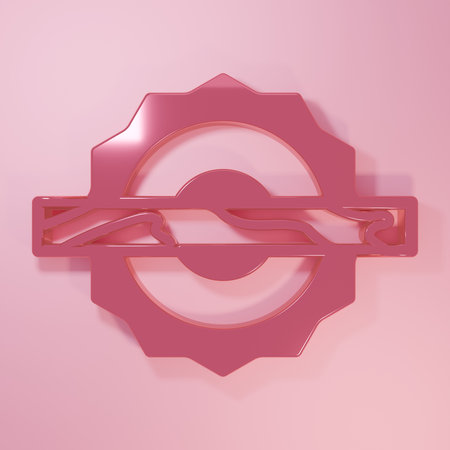 Electric circular saw with steel toothed disc icon isolated on pink background. Electric hand tool for cutting wood or metal. Minimalism concept. 3D render illustration.の写真素材