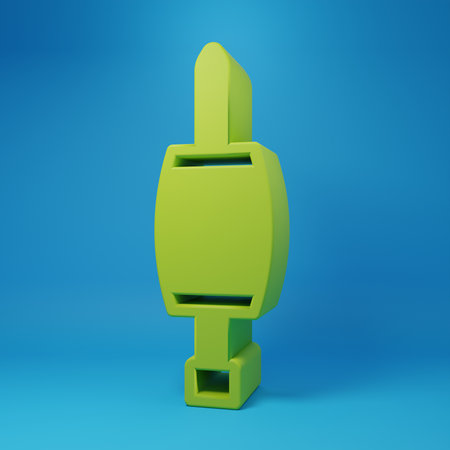 Green Screwdriver icon isolated on blue background. Service tool symbol. Minimalism concept. 3D render illustration.の写真素材