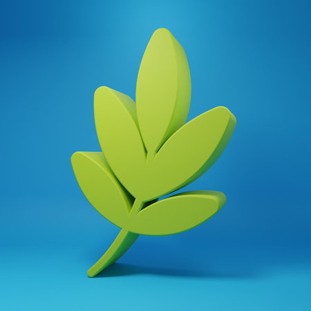 Green Movie trophy icon isolated on blue background. Academy award icon. Films and cinema symbol. Minimalism concept. 3D render illustration.の写真素材