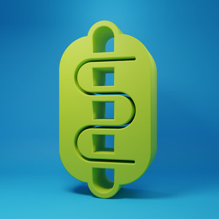 Green symbol icon isolated on blue background. Minimalism concept. 3D render illustration.の写真素材