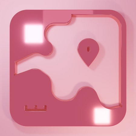 Pink Africa safari map icon isolated on pink background. Minimalism concept. 3D render illustration.の写真素材