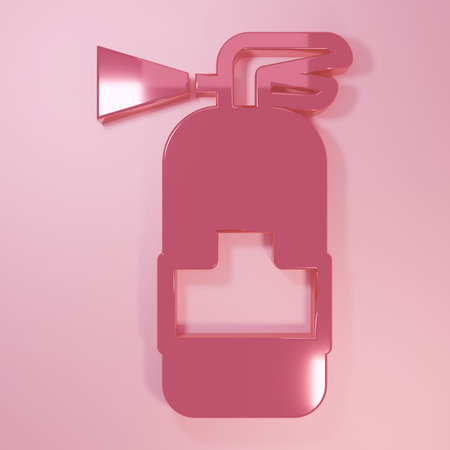 Pink Fire extinguisher icon isolated on pink background. Minimalism concept. 3D render illustration.の写真素材