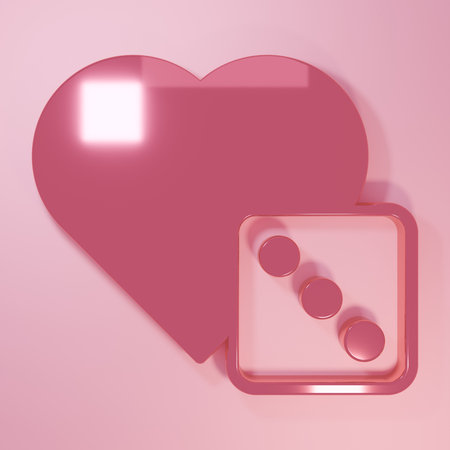 Pink Game dice icon isolated on pink background. Casino gambling. Minimalism concept. 3D render illustration.の写真素材