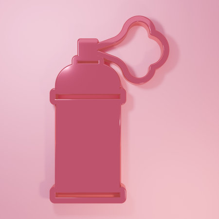 Pink Paint spray can icon isolated on pink background. Minimalism concept. 3D render illustration.の写真素材