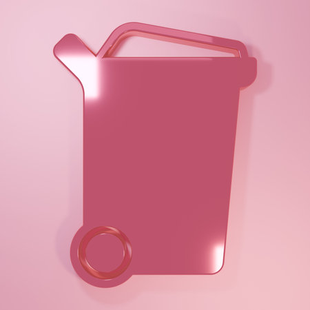 Pink Trash can icon isolated on pink background. Garbage bin sign. Recycle basket icon. Office trash icon. Minimalism concept. 3D render illustration.の写真素材