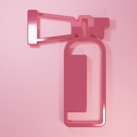 Pink Fire extinguisher icon isolated on pink background. Minimalism concept. 3D render illustration.の写真素材