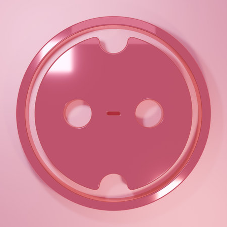 Pink Electrical outlet icon isolated on pink background. Power socket Rosette symbol. Minimalism concept. 3D render illustration.の写真素材